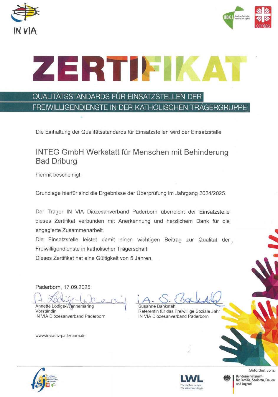 Karriere 23 Zertifikat Qualitatsstandards Freiwilligendienste
